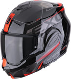 Flip-Up Motorcycle Helmet Scorpion Exo Exo-Tech Evo Polycarbonate Black Red Traveller Size Xs