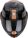 Flip-Up Motorcycle Helmet Scorpion Exo Exo-Tech Evo Polycarbonate Black Copper Traveller Size Xl
