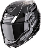 Flip-Up Motorcycle Helmet Scorpion Exo Exo-Tech Evo Polycarbonate Black White Conquer Size M