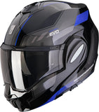 Flip-Up Motorcycle Helmet Scorpion Exo Exo-Tech Evo Polycarbonate Black Blue Socius Size L