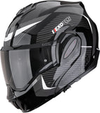 Flip-Up Motorcycle Helmet Scorpion Exo Exo-Tech Evo Pro Ultra Tct Black Silver Acuti Size Xl