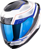 Full-Face Motorcycle Helmet Scorpion Exo Exo-391 Polycarbonate White Blue Leo Size L