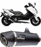 Complete Exhaust System Without Catalytic Converter And Without Sound Certification Nero Stainless Steel Carbon Fiber End Cap - Leovince Compatible With Yamaha Xp 530 T-Max (2012-2016)