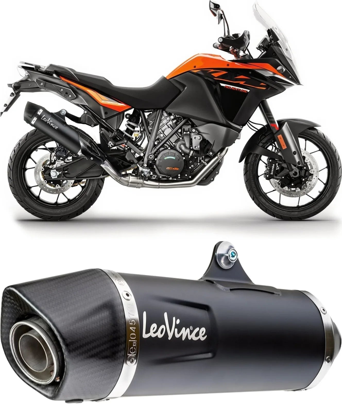 Exhaust Tip Without Sound Certification Nero Stainless Steel Carbon Fiber End Cap - Leovince Compatible With Ktm 1290 Super Adventure T (2017-2020)