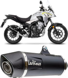 Exhaust Tip Without Sound Certification Nero Stainless Steel Carbon Fiber End Cap - Leovince Compatible With Honda Cb 500 X (2019-2023)