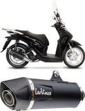 Complete Exhaust System Without Catalytic Converter And Without Sound Certification Nero Stainless Steel Carbon Fiber End Cap - Leovince Compatible With Honda Sh 150I (2020-2023)