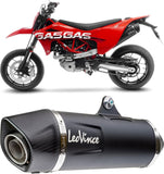 Complete Exhaust System Without Catalytic Converter And Without Sound Certification Nero Stainless Steel Carbon Fiber End Cap - Leovince Compatible With Gasgas Es 700 (2022-2024)