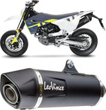 Complete Exhaust System Without Catalytic Converter And Without Sound Certification Nero Stainless Steel Carbon Fiber End Cap - Leovince Compatible With Husqvarna 701 Enduro - Lr (2021-2024)