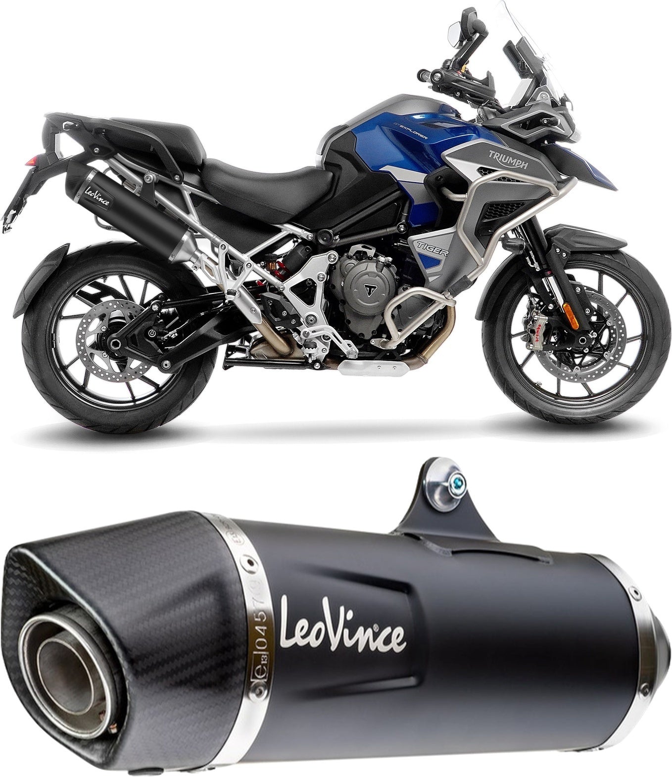 Exhaust Tip Without Sound Certification Nero Stainless Steel Carbon Fiber End Cap - Leovince Compatible With Triumph Tiger 1200 Gt Pro (2022-2024)