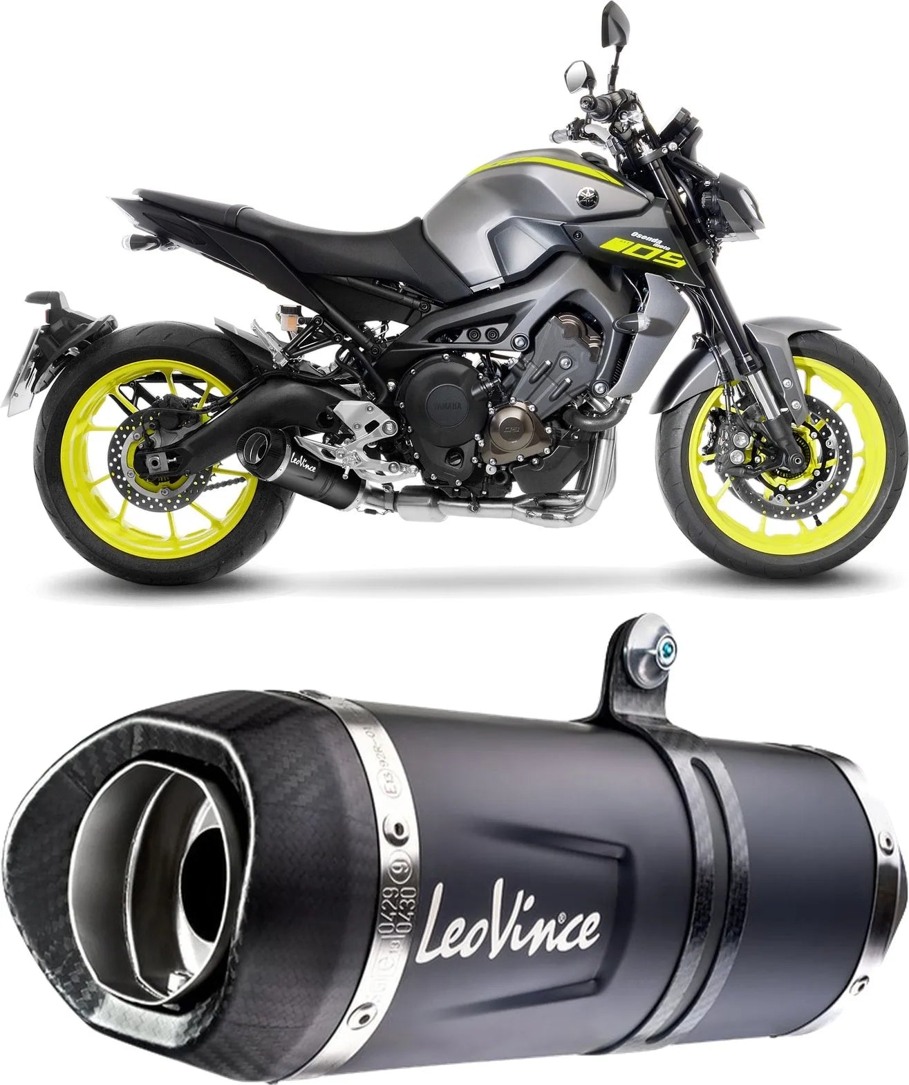 Complete Exhaust System Without Catalytic Converter And Without Sound Certification Lv One Evo Steel Black Carbon Fiber End Cap - Leovince Compatible With Yamaha Tracer 900 Gt (2018-2020)