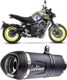 Complete Exhaust System Without Catalytic Converter And Without Sound Certification Lv One Evo Steel Black Carbon Fiber End Cap - Leovince Compatible With Yamaha Mt-09 Sp (2018-2020)