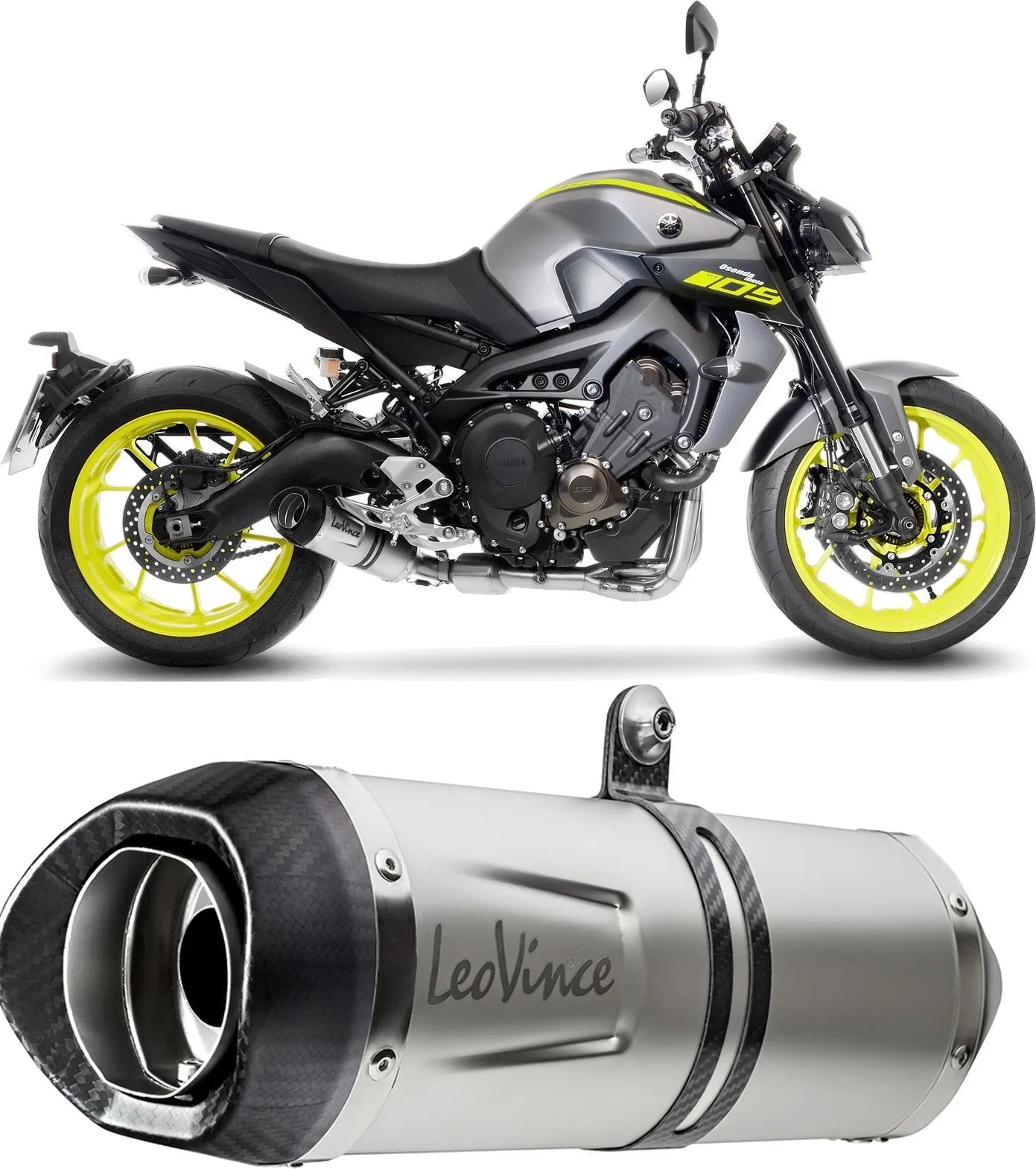 Complete Exhaust System Without Catalytic Converter And Without Sound Certification Lv One Evo Stainless Steel Carbon Fiber End Cap - Leovince Compatible With Yamaha Mt-09 (2017-2020)