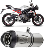 Exhaust Tip Without Sound Certification Lv One Evo Stainless Steel Carbon Fiber End Cap - Leovince Compatible With Triumph Street Triple 765 S - R Lrh (2017-2019)