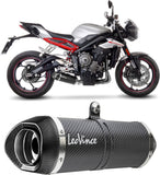 Exhaust Tip Without Sound Certification Lv One Evo Carbon Fiber Carbon Fiber End Cap - Leovince Compatible With Triumph Street Triple 765 S - R Lrh (2017-2019)