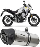 Exhaust Tip Without Sound Certification Lv One Evo Stainless Steel Carbon Fiber End Cap - Leovince Compatible With Honda Cb 500 X (2019-2023)