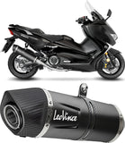Complete Exhaust System Without Catalytic Converter And Without Sound Certification Lv One Evo Steel Black Carbon Fiber End Cap - Leovince Compatible With Yamaha Xp 560 T-Max (2020-2024)