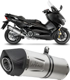 Complete Exhaust System Without Catalytic Converter And Without Sound Certification Lv One Evo Stainless Steel Carbon Fiber End Cap - Leovince Compatible With Yamaha Xp 530 T-Max Abs (2017-2019)