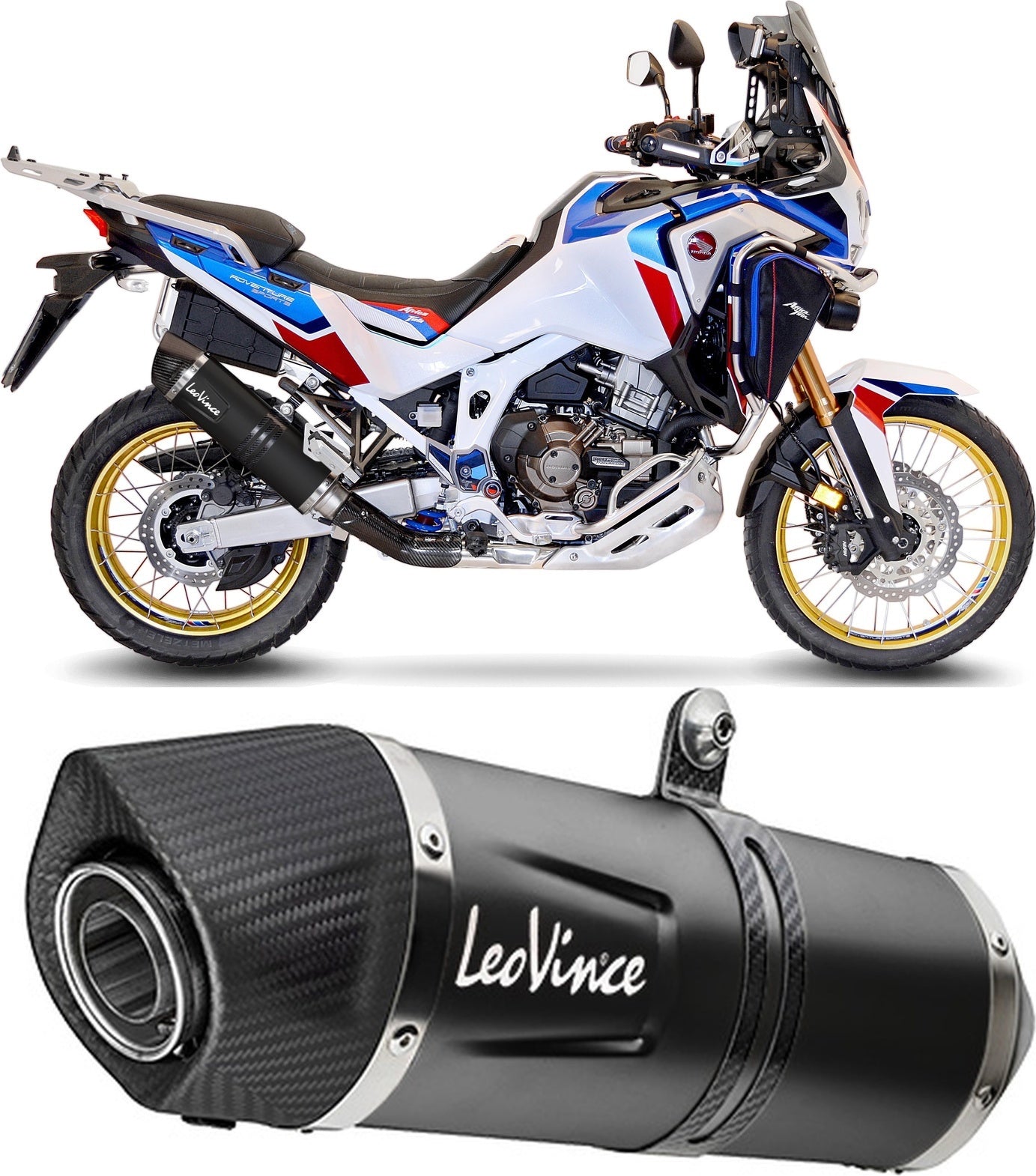 Exhaust Tip Without Sound Certification Nero Stainless Steel Carbon Fiber End Cap - Leovince Compatible With Triumph Tiger 800 Xcx - Xr - Xrx (2011-2016)