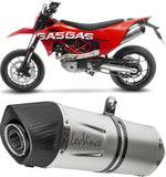 Exhaust Tip Without Sound Certification Lv One Evo Stainless Steel Carbon Fiber End Cap - Leovince Compatible With Ktm 690 Smc R (2019-2024)