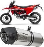 Complete Exhaust System Without Catalytic Converter And Without Sound Certification Lv One Evo Stainless Steel Carbon Fiber End Cap - Leovince Compatible With Gasgas Es 700 (2022-2024)