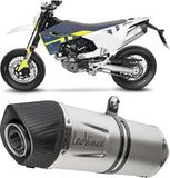 Complete Exhaust System Without Catalytic Converter And Without Sound Certification Lv One Evo Stainless Steel Carbon Fiber End Cap - Leovince Compatible With Husqvarna 701 Supermoto (2021-2024)