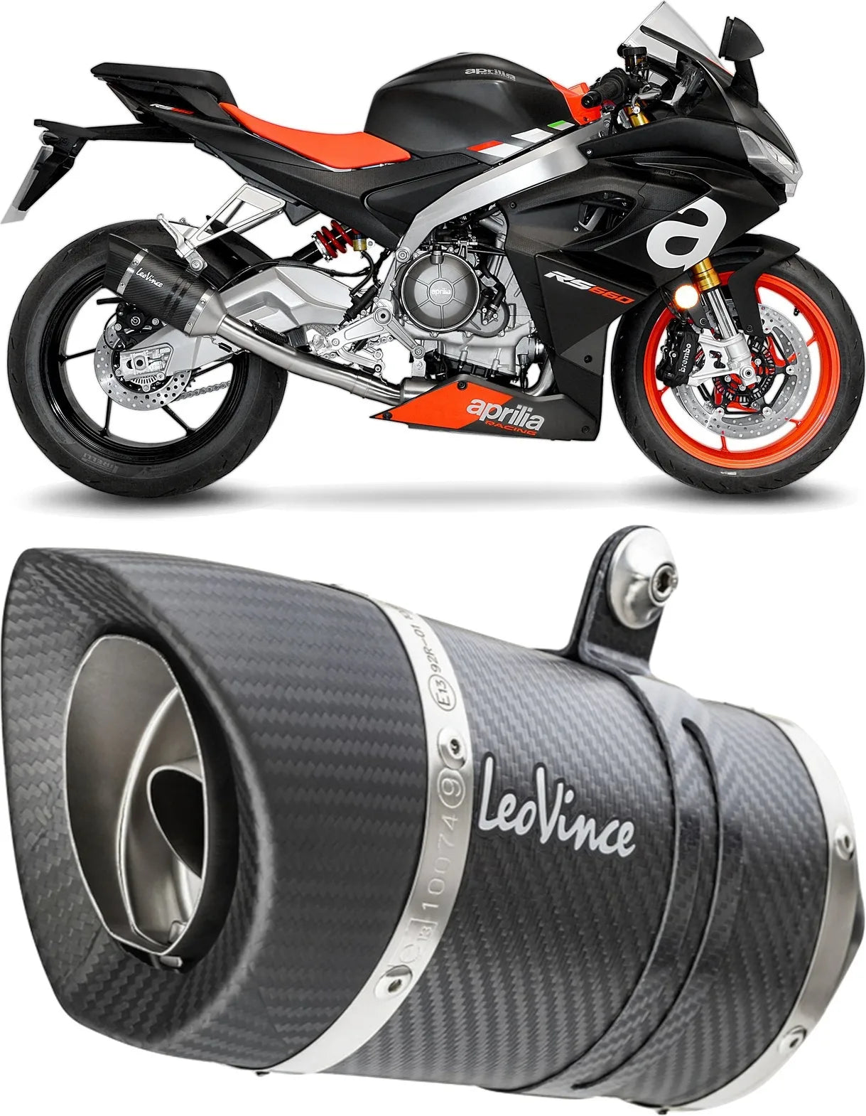 Complete Exhaust System Without Catalytic Converter And Without Sound Certification Lv Pro Carbon Fiber Carbon Fiber End Cap - Leovince Compatible With Aprilia Rs 660 (2021-2024)