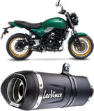Complete Exhaust System Without Catalytic Converter And Without Sound Certification Lv One Evo Steel Black Carbon Fiber End Cap - Leovince Compatible With Kawasaki Z 650 Rs (2022-2024)