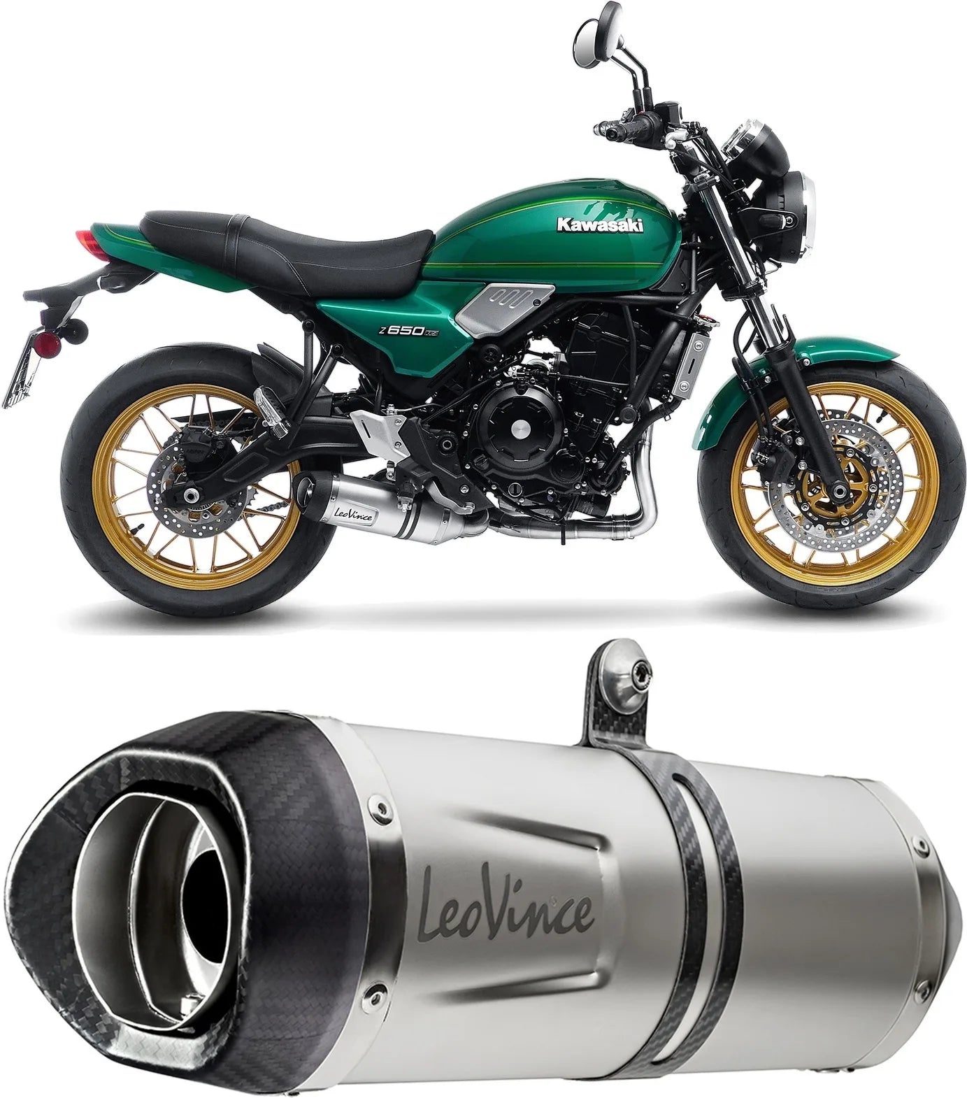 Complete Exhaust System Without Catalytic Converter And Without Sound Certification Lv One Evo Stainless Steel Carbon Fiber End Cap - Leovince Compatible With Kawasaki Versys 650 (2021-2024)