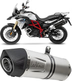 Exhaust Tip Without Sound Certification Lv One Evo Steel Black Carbon Fiber End Cap - Leovince Compatible With Bmw F 800 Gs - Adventure (2017-2018)