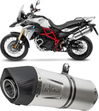 Exhaust Tip Without Sound Certification Lv One Evo Stainless Steel Carbon Fiber End Cap - Leovince Compatible With Bmw F 800 Gs - Adventure (2017-2018)
