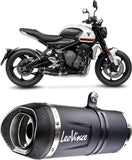 Complete Exhaust System Without Catalytic Converter And Without Sound Certification Lv One Evo Steel Black Carbon Fiber End Cap - Leovince Compatible With Triumph Tiger 660 Sport (2022-2024)