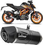 Exhaust Tip Without Sound Certification Lv One Evo Steel Black Carbon Fiber End Cap - Leovince Compatible With Ktm 390 Duke (2021-2023)
