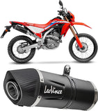 Exhaust Tip Without Sound Certification Lv One Evo Steel Black Carbon Fiber End Cap - Leovince Compatible With Honda Crf 300 L - Rally (2021-2024)