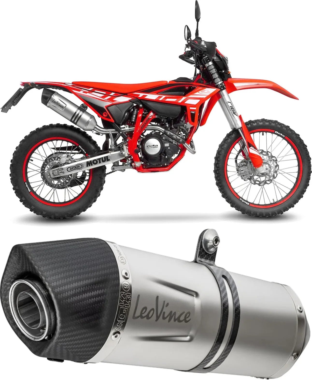 Exhaust Tip Without Sound Certification Lv One Evo Stainless Steel Carbon Fiber End Cap - Leovince Compatible With Beta Rr 4T 125 Lc (2025-2026)