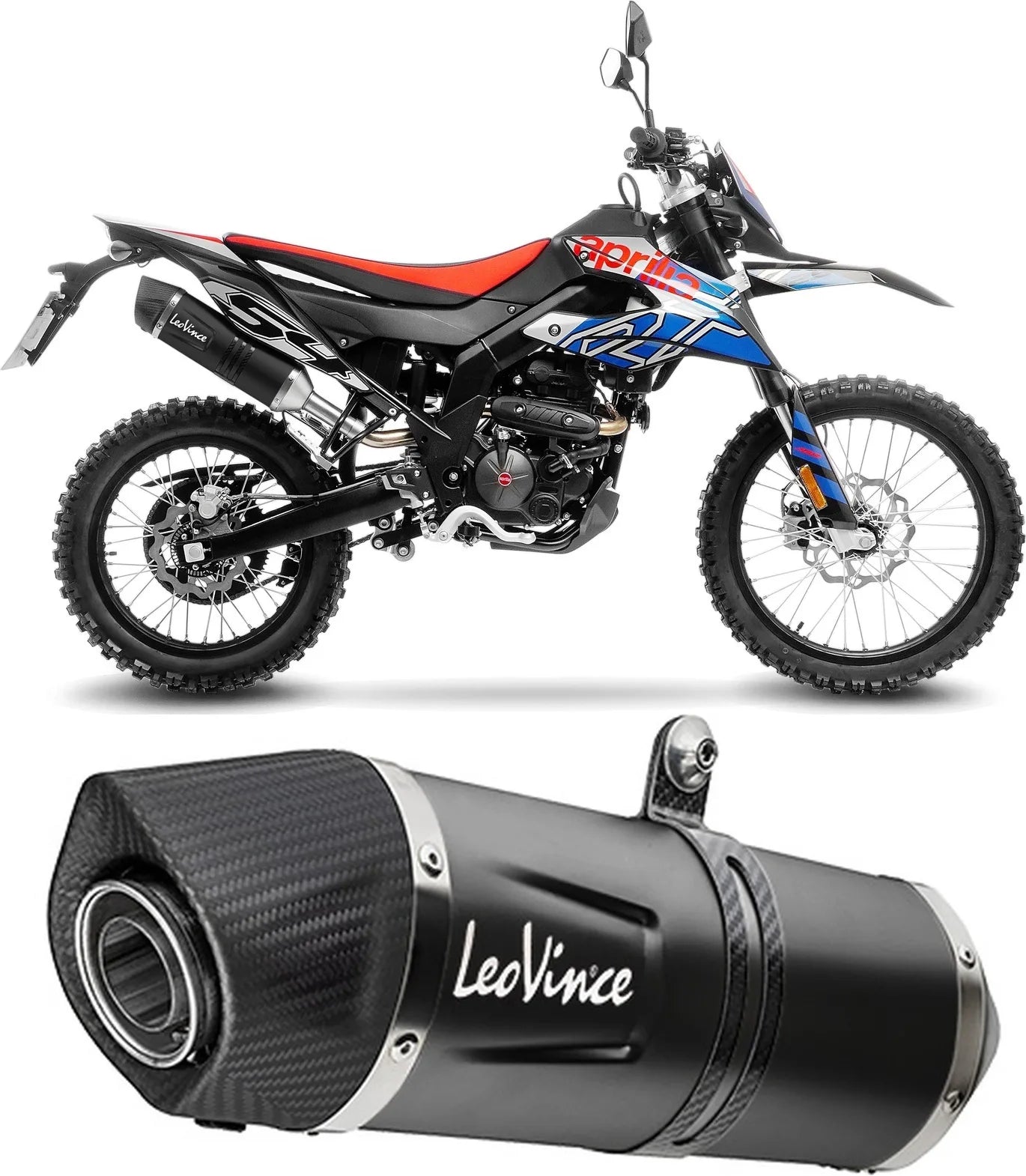 Exhaust Tip Without Sound Certification Lv One Evo Steel Black Carbon Fiber End Cap - Leovince Compatible With Aprilia Sx 125 (2021-2024)