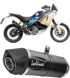 Exhaust Tip Without Sound Certification Lv One Evo Steel Black Carbon Fiber End Cap - Leovince Compatible With Ducati Desert-X (2022-2024)