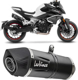 Exhaust Tip Without Sound Certification Lv One Evo Steel Black Carbon Fiber End Cap - Leovince Compatible With Cfmoto 800 Nk Sport (2023-2024)