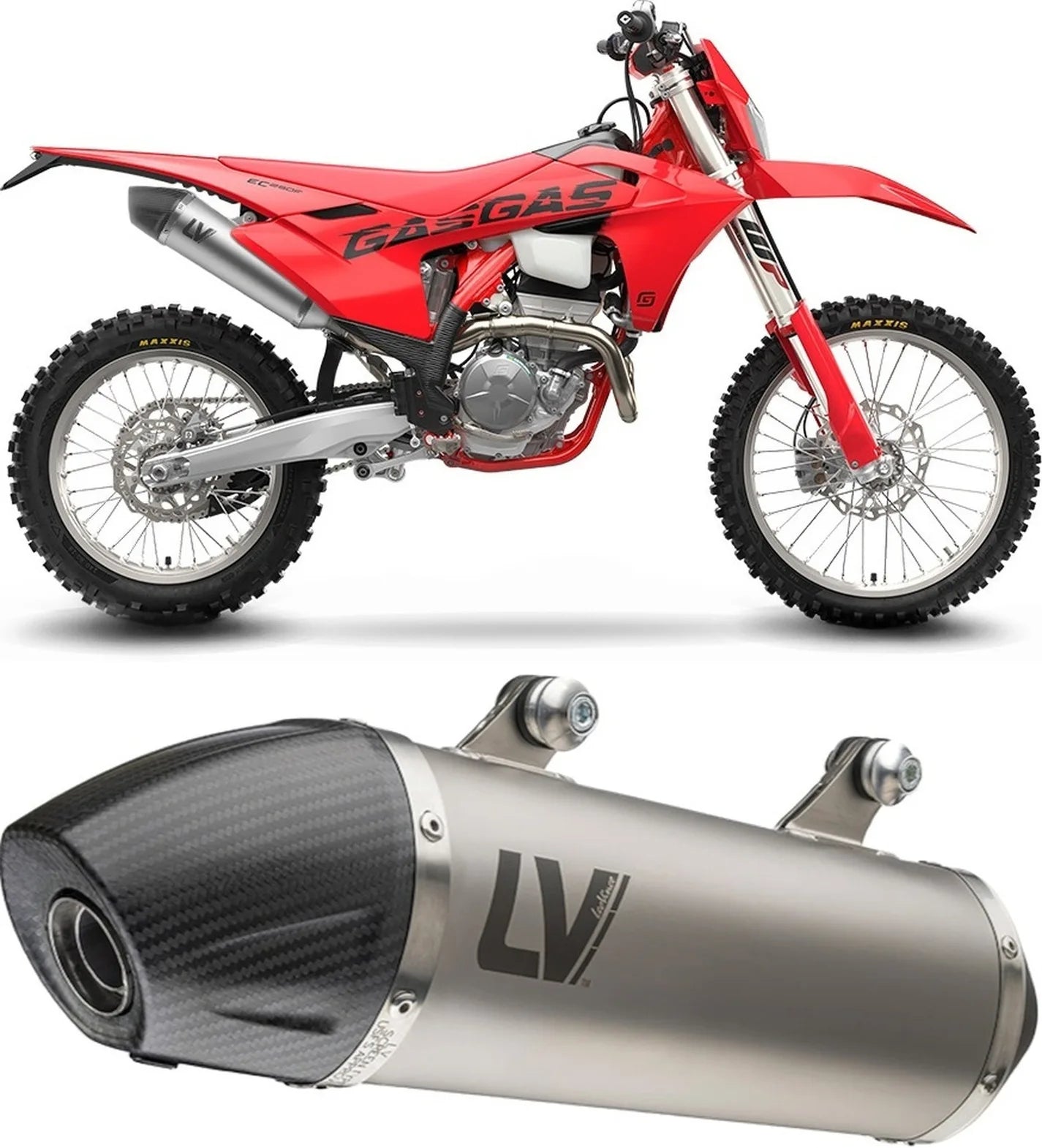 Exhaust Tip Without Sound Certification Lv-X Evo Stainless Steel Carbon Fiber End Cap - Leovince Compatible With Ktm 500 Exc-F (2024-2025)