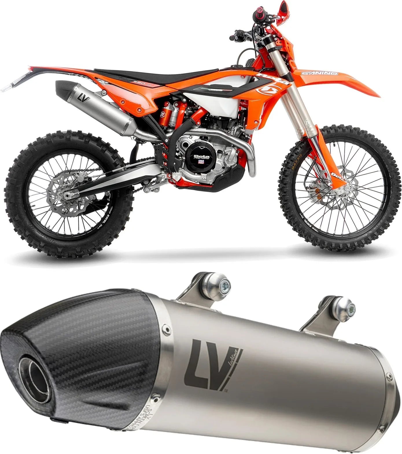 Exhaust Tip Without Sound Certification Lv-X Evo Stainless Steel Carbon Fiber End Cap - Leovince Compatible With Beta Rr 430 Racing 4T (2020-2025)