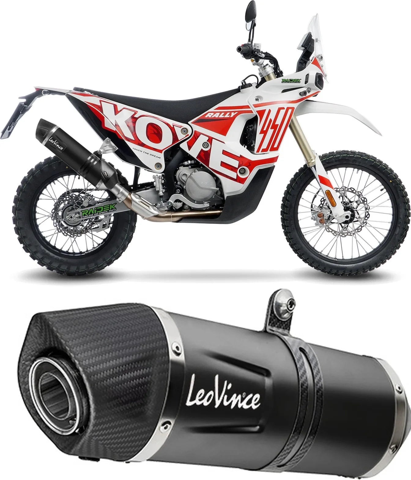 Exhaust Tip Without Sound Certification Lv One Evo Steel Black Carbon Fiber End Cap - Leovince Compatible With Kove Moto 450 Rally (2023-2024)