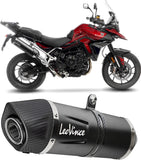 Exhaust Tip Without Sound Certification Lv One Evo Steel Black Carbon Fiber End Cap - Leovince Compatible With Triumph Tiger 900 Gt Pro (2024-2026)