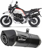 Exhaust Tip Without Sound Certification Lv One Evo Steel Black Carbon Fiber End Cap - Leovince Compatible With Moto Guzzi V85 Tt (2019-2023)