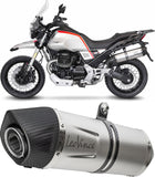 Exhaust Tip Without Sound Certification Lv One Evo Stainless Steel Carbon Fiber End Cap - Leovince Compatible With Moto Guzzi V85 Tt (2019-2023)