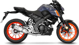 Complete Exhaust System Without Catalytic Converter And Without Sound Certification Lv One Evo Stainless Steel Carbon Fiber End Cap - Leovince Compatible With Yamaha Mt-125 (2021-2024)