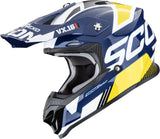 Off-Road Motorcycle Helmet Scorpion Exo Vx-16 Evo Air Polycarbonate White Blue Yellow Analog Size M