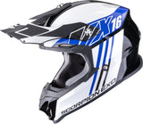 Off-Road Motorcycle Helmet Scorpion Exo Vx-16 Evo Air Polycarbonate Black Blue Lignes Size L
