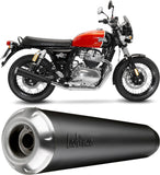 Dual Exhaust System Without Sound Certification Classic Racer Steel Black Stainless Steel End Cap - Leovince Compatible With Royal Enfield Continental Gt 650 (2019-2026)