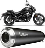 Complete Exhaust System Without Catalytic Converter And Without Sound Certification Gp One Steel Full Black Stainless Steel End Cap - Leovince Compatible With Kawasaki Vulcan 650 S (2017-2020)