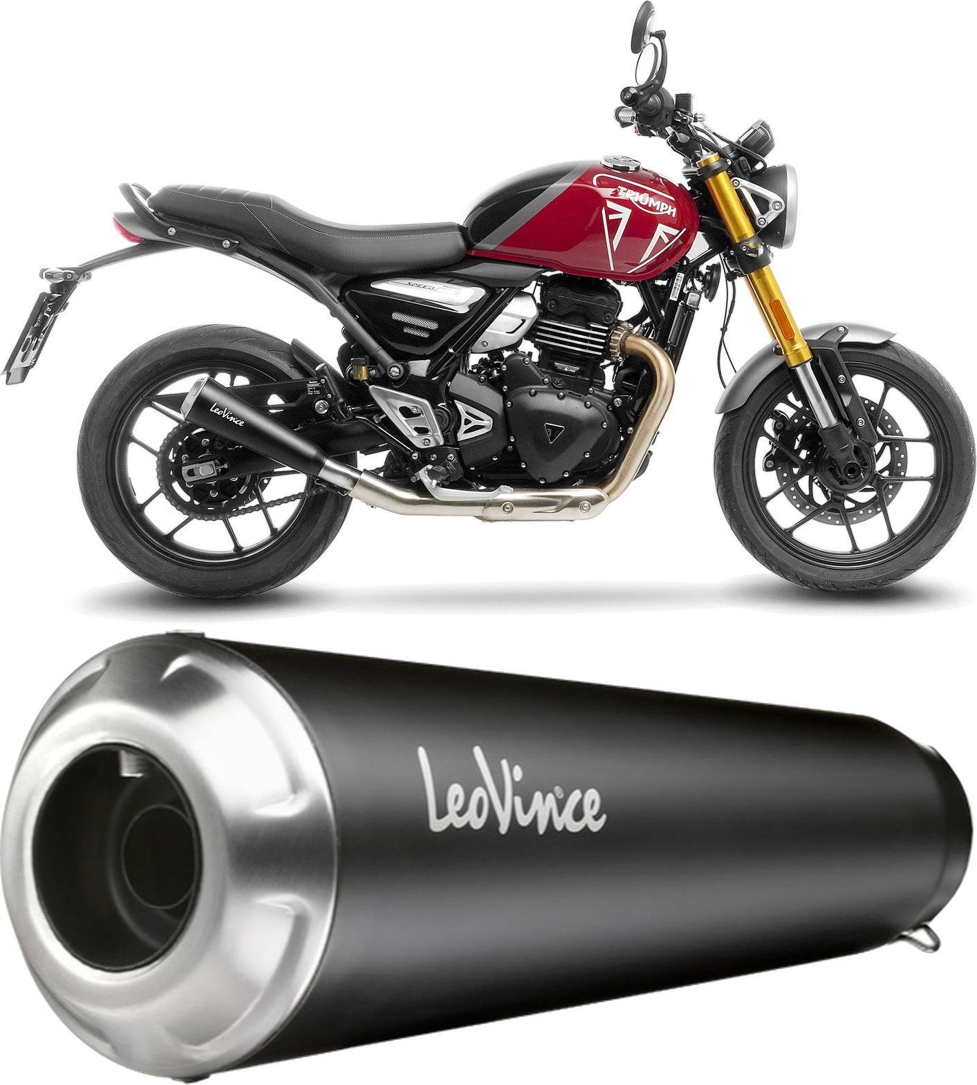 Exhaust Tip Without Sound Certification Gp One Stainless Steel Stainless Steel End Cap - Leovince Compatible With Triumph Scrambler 400 X (2024-2026)