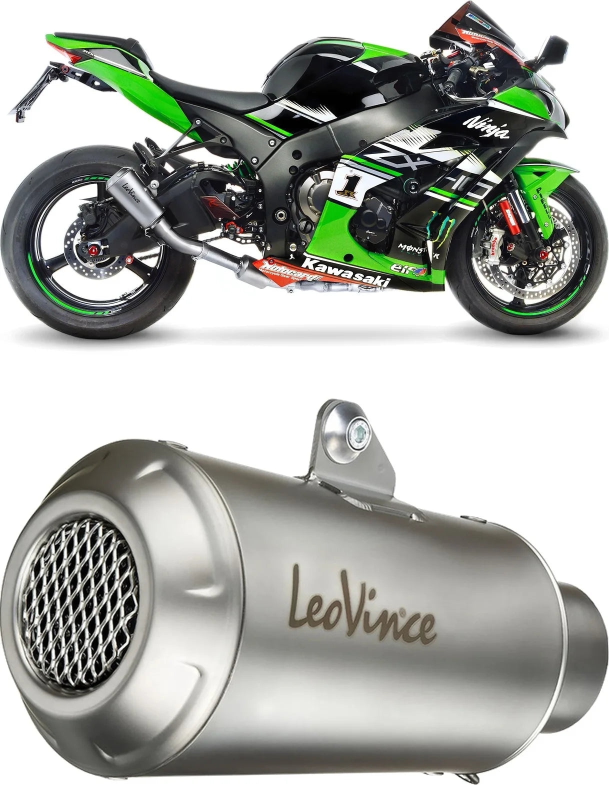 Exhaust Tip Without Sound Certification Lv-10 Stainless Steel Stainless Steel End Cap - Leovince Compatible With Kawasaki Zx 10Rr Ninja (2021-2024)